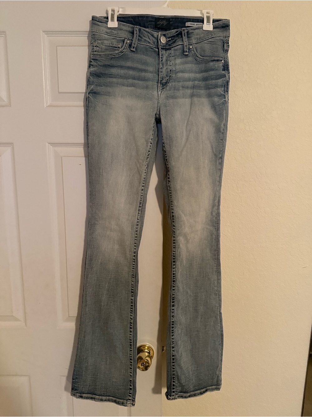Seven7 Light Wash Flare Jeans - Pale Blue